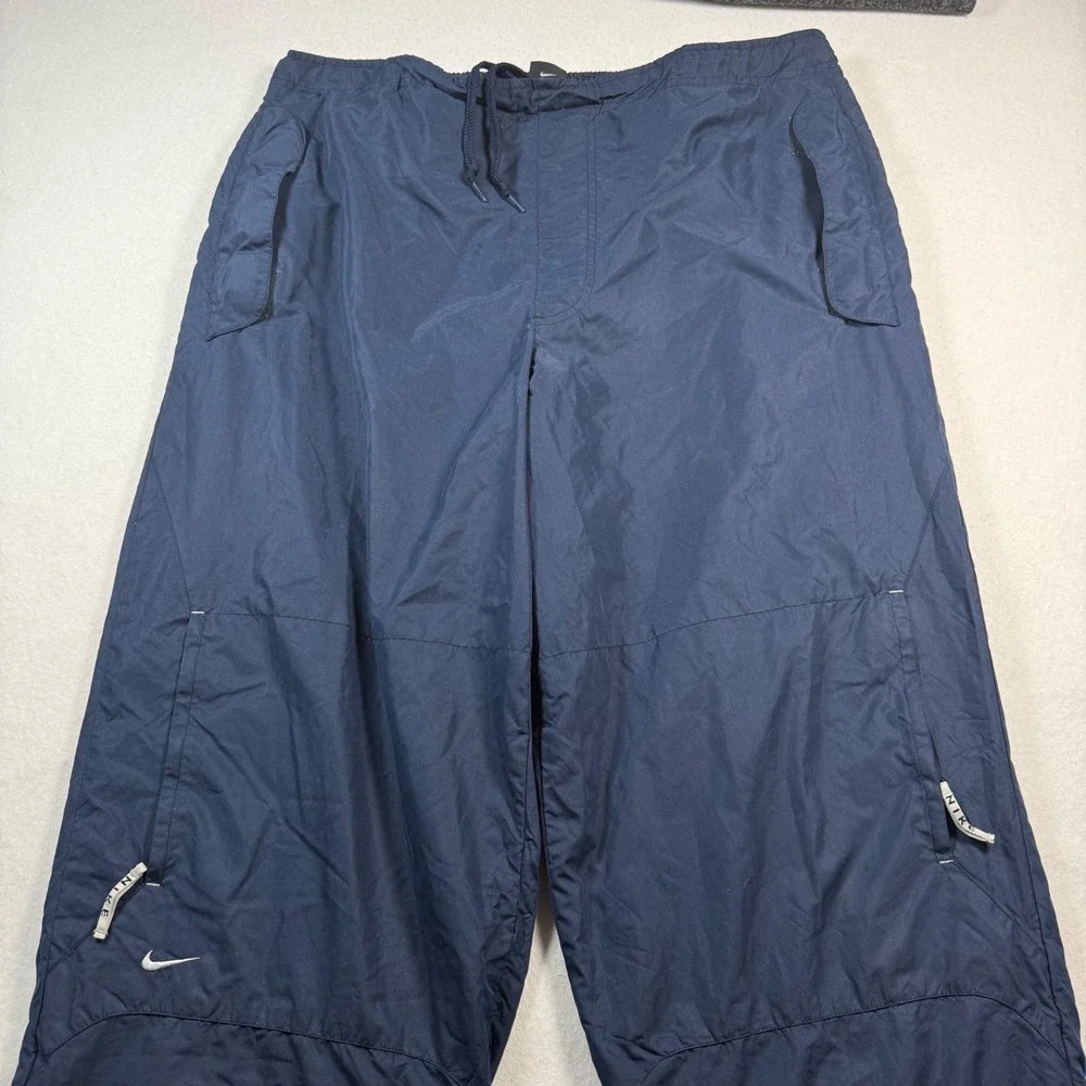 Y2K Nike Vintage Navy Blue Windbreaker Track Pants Mens XXL Baggy Lined Swish
